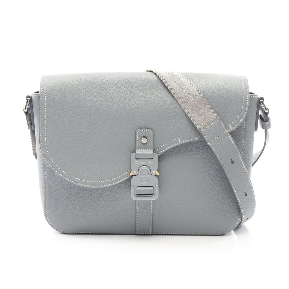 Christian Dior SADDLE Shoulder Bag Leather Gray